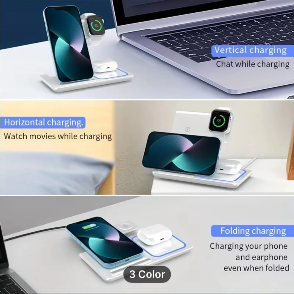 3-in-1 Wireless Charging Stand - White